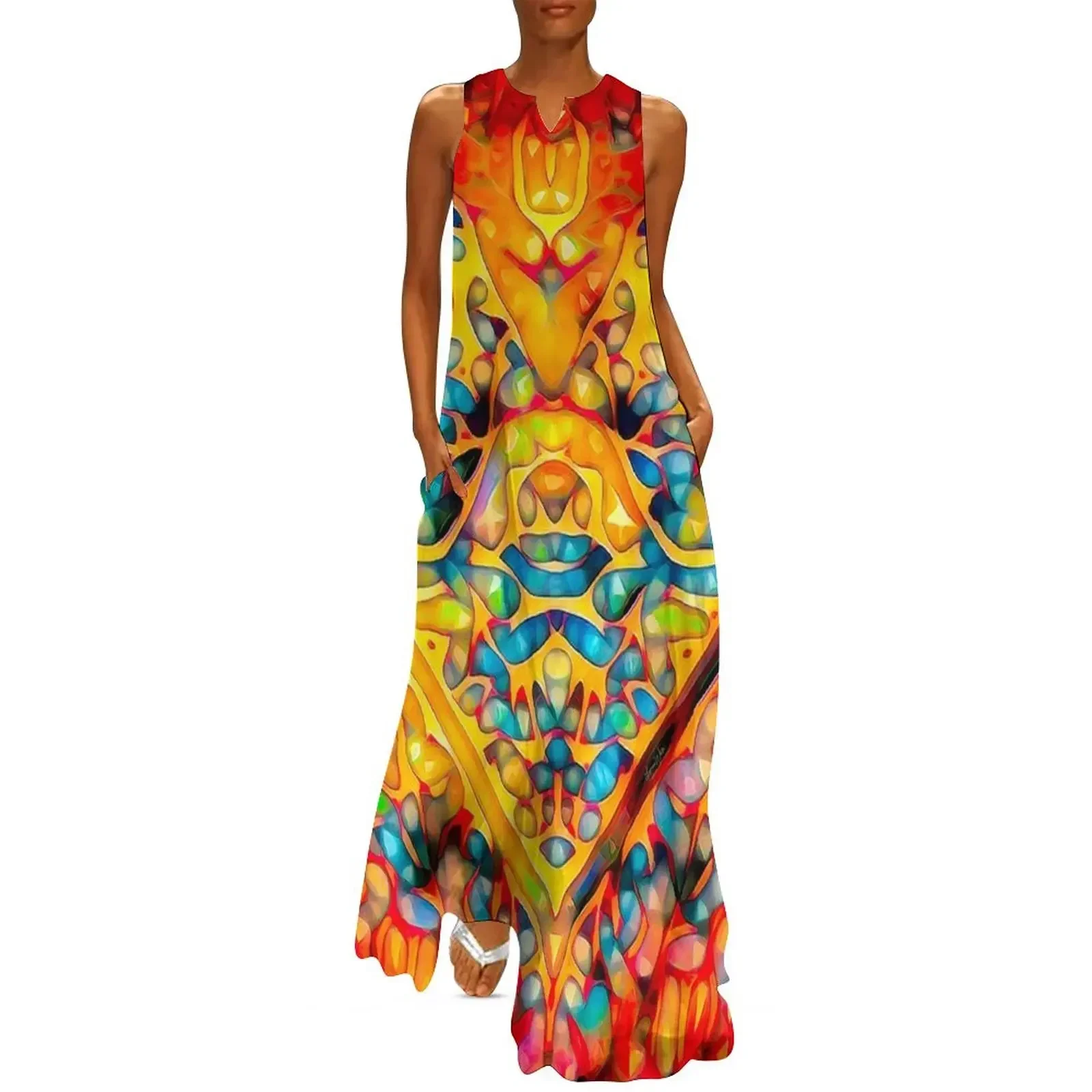 

The Magnificent Wonderful, Bright Hues and Organic Shapes Long Dress Summer women's clothing Dress
