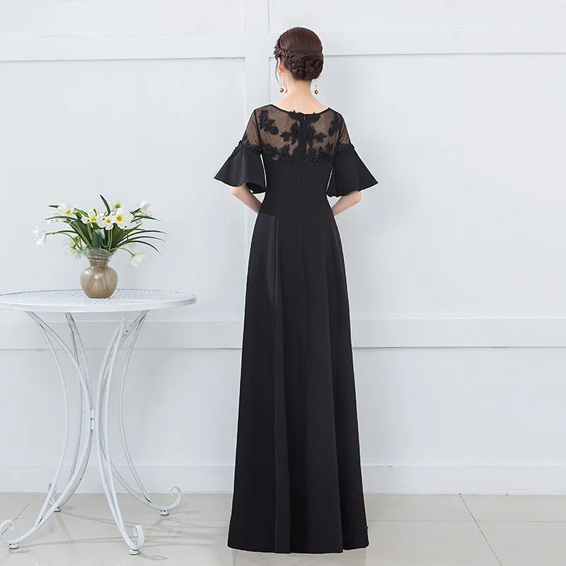 

F171 Black evening dress 2024 new spring banquet temperament slim dress