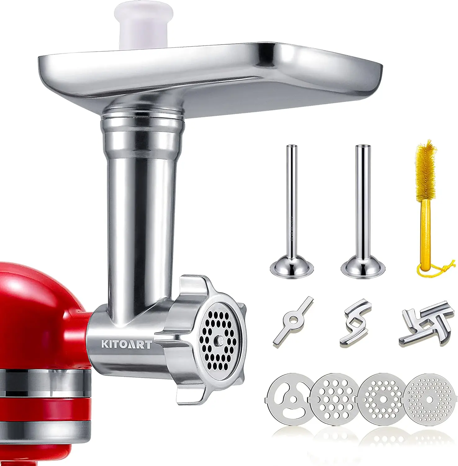 

Metal Food Grinder Attachments for KitchenAid Stand Mixers, Meat Grinder, Sausage Stuffer, Silver