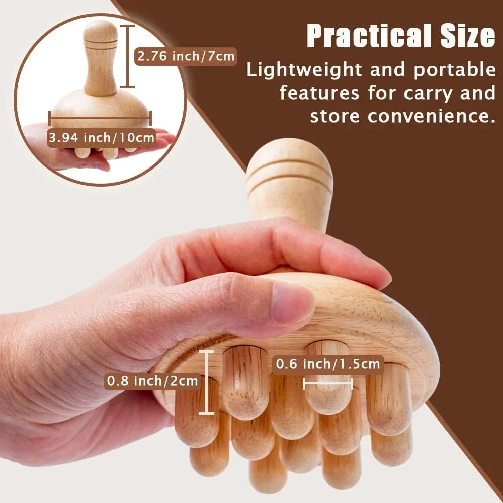 Wood Therapy Massage Tools, Mushroom Lymphatic Drainage Massager, Trigger Point for Deep Tissue, Wood Therapy Tools Body Shaping