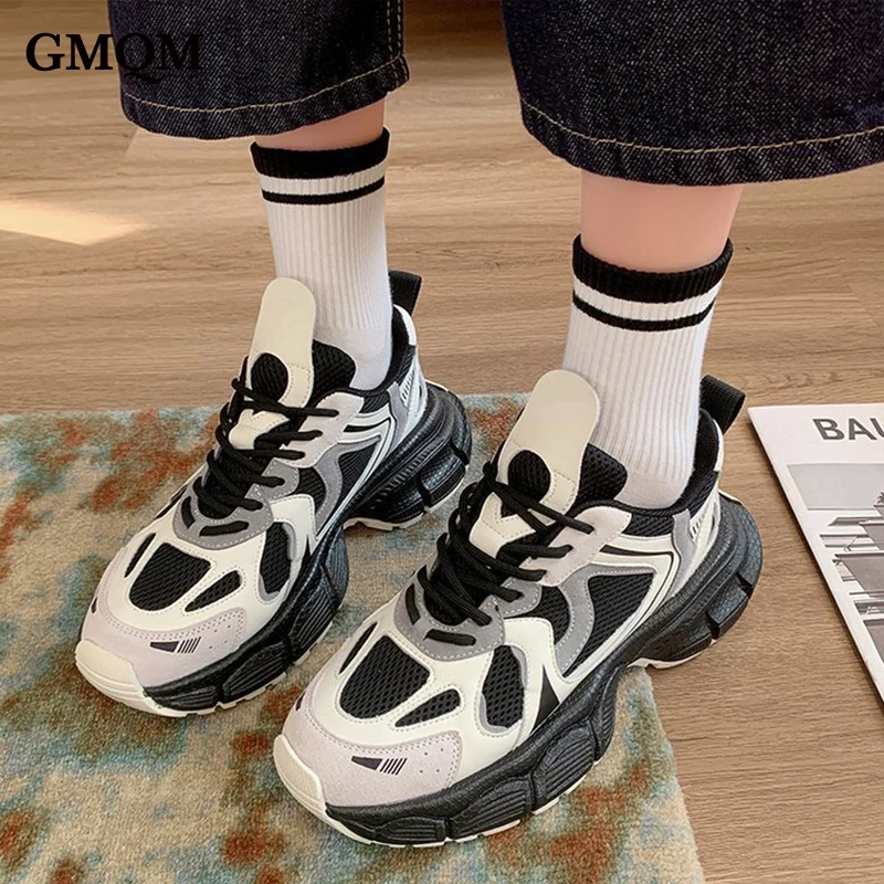 GMQM Casual Fashion Women\'s New 2023 Breathable Mesh Sports Sneakers Platform Non-Slip Running Shoes for Ladies Vulcanized Shoes