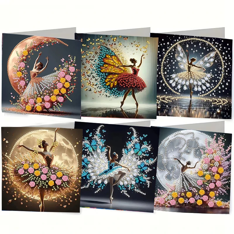 6-delige/set DIY diamant schilderij kit, verjaardagskaart kit, uniek bloemenpatroon ontwerp, strass diamant schilderkunst mozaïek Pos