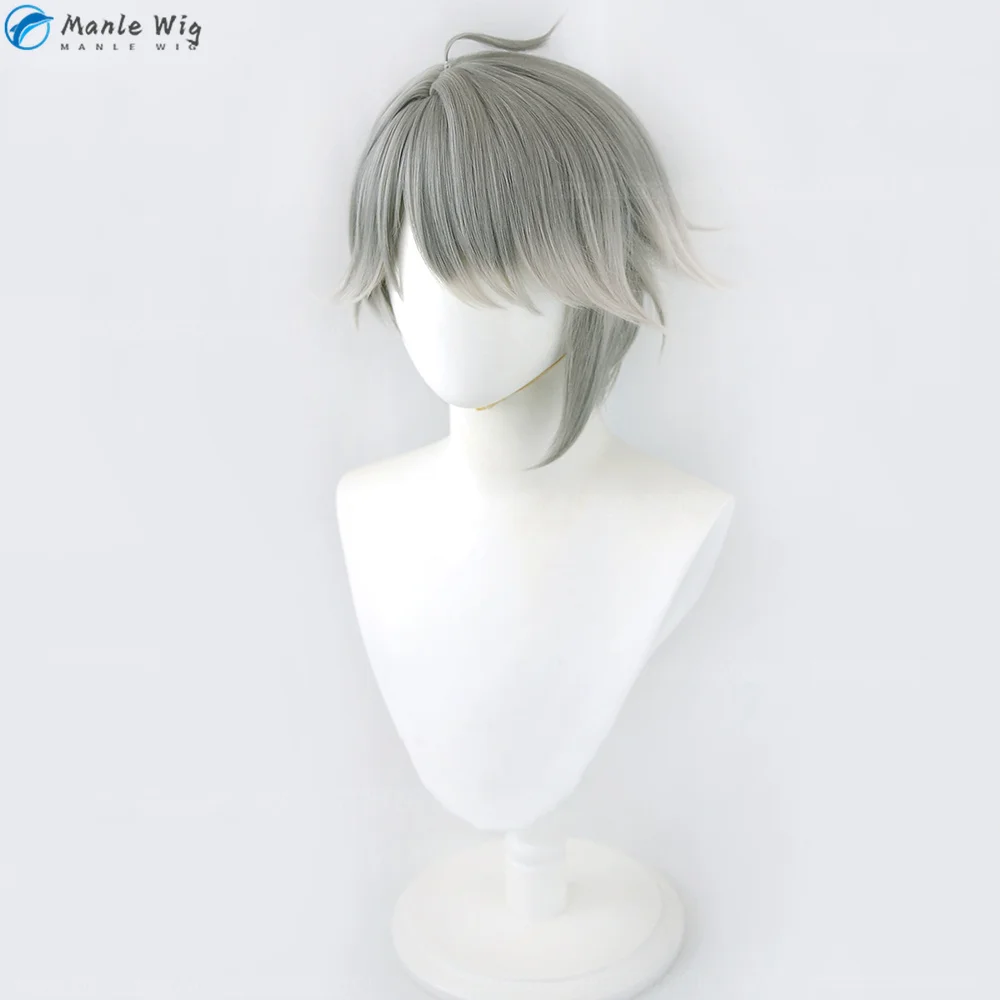 Al Haitham Cosplay Wig  Cosplay Sumeru AlHaitham Wigs 30cm Grey Heat Resistant Hair Anime Cosplay Wigs + Wig Cap