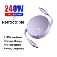 PD240W USB-C to USB-C Retractable Fast Charging Type-C Data Cable 1M Mobile Phone Charging Wire for iPhone 15 16 Xiaomi Samsung