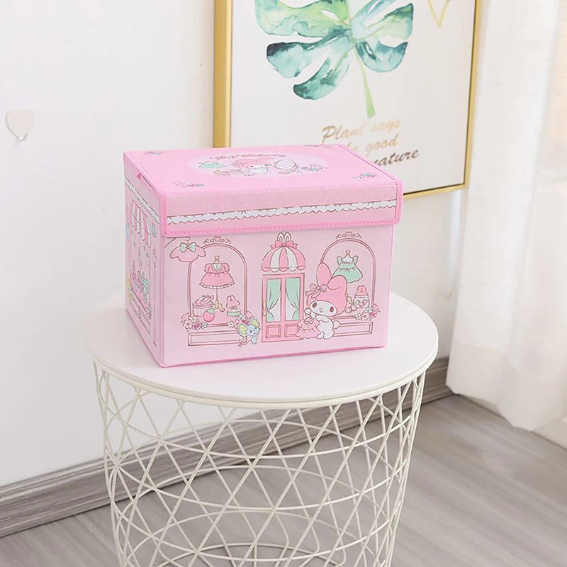 Cute Cartoon Anime Storage Box My Melody Cinnamoroll Kuromi Hello Kitty Box Foldable Clothes Socks Organizer Sundries Basket