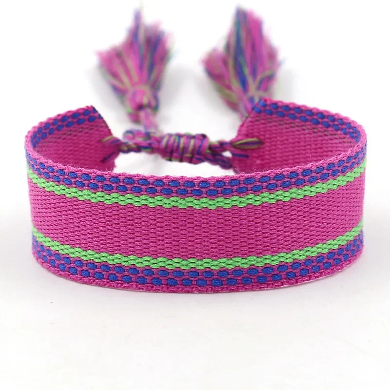 Ethnic Personality Braided Fabric Bracelet for Women Bohemian Adjustable Bracelet Handmade Wrist Bracelet Tassel Fashion Jewelry