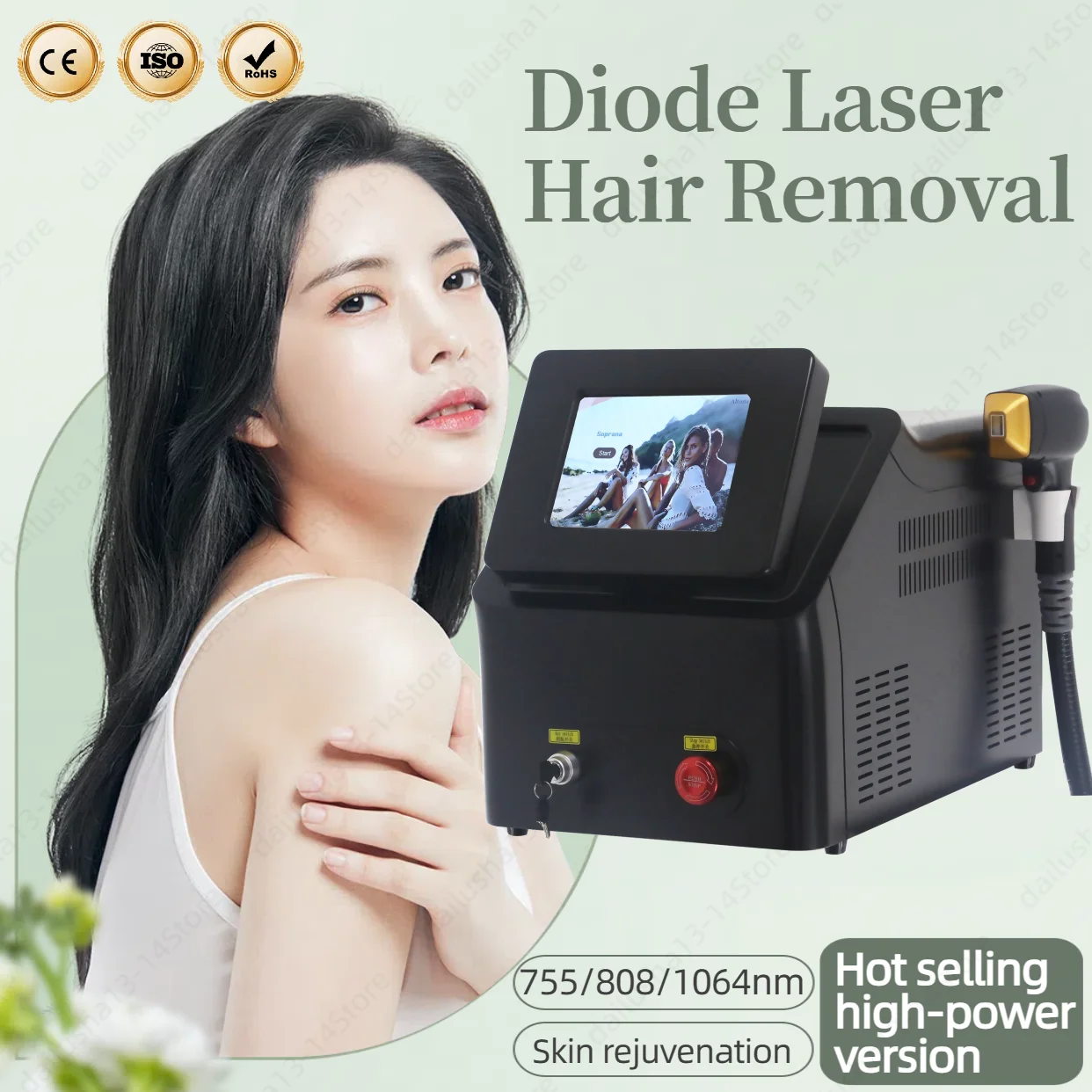 

2024 Professional 808nm Epilator 2000W Painless Ice Platinum Diode Laser Hair Removal Machine 3 Wavelength Home Use And Salon