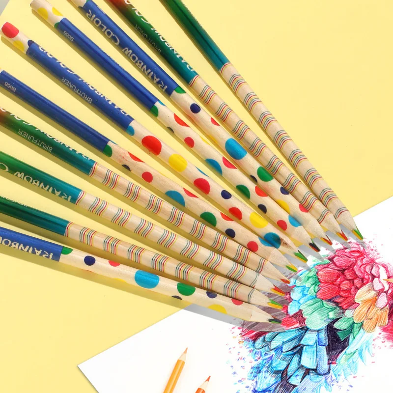 10Pcs/lot DIY Cute Kawaii Wooden Colored Pencil Wood colorful Color Pencil for Kid School Graffiti Drawing Painting