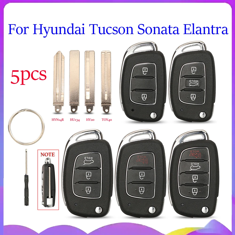 Jingyuqin New 5pcs Filp Key Shell For Hyundai Tucson Sonata Elantra Mistra Solaris Accent Creta Verna With Horizontal Blade
