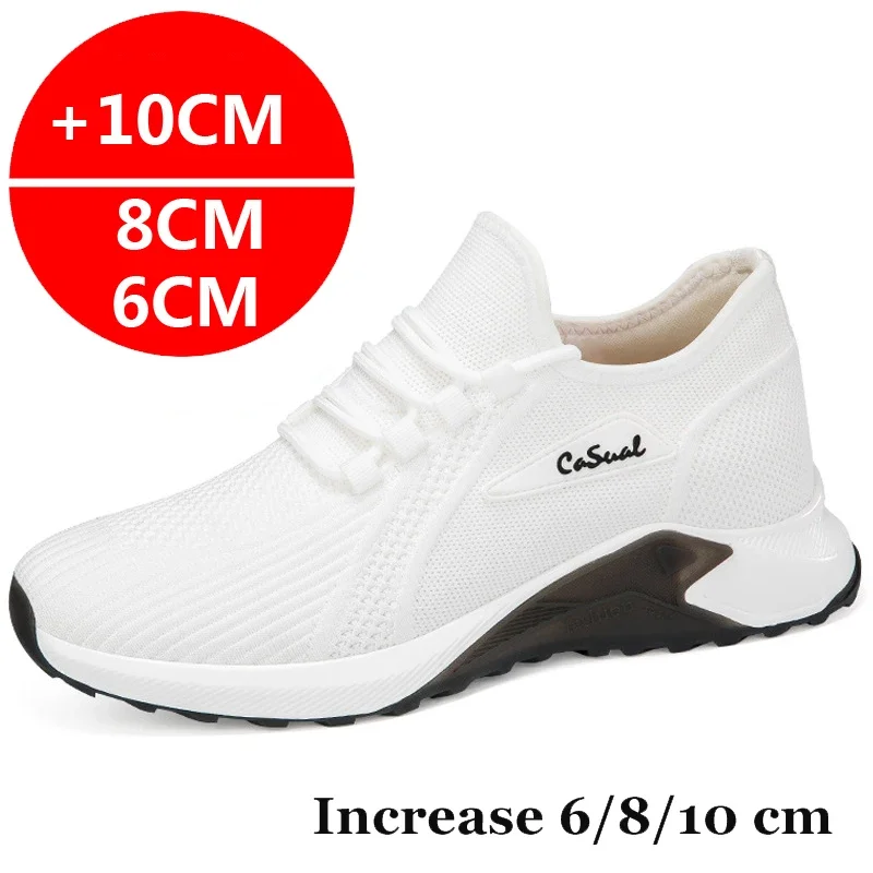 Sneakers Men Elevator Shoes Hidden Heels Breathable Heightening Shoes For Man Increase Insole 10 CM 8 6CM Optional Height Shoes