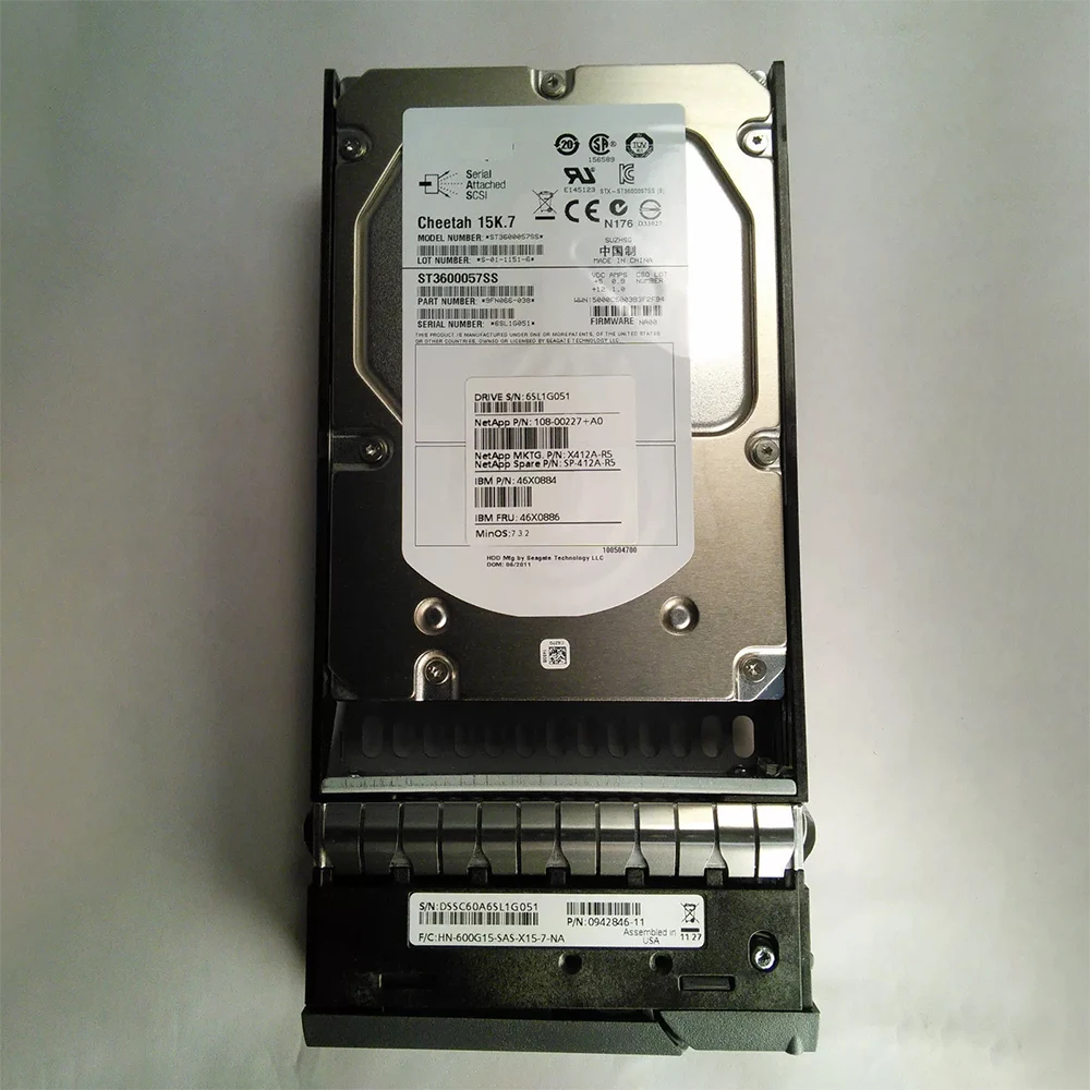 X412A-R5 HDD 600G 15K SAS 3.5'' 108-00227 46X0886 Hard Disk For NetApp