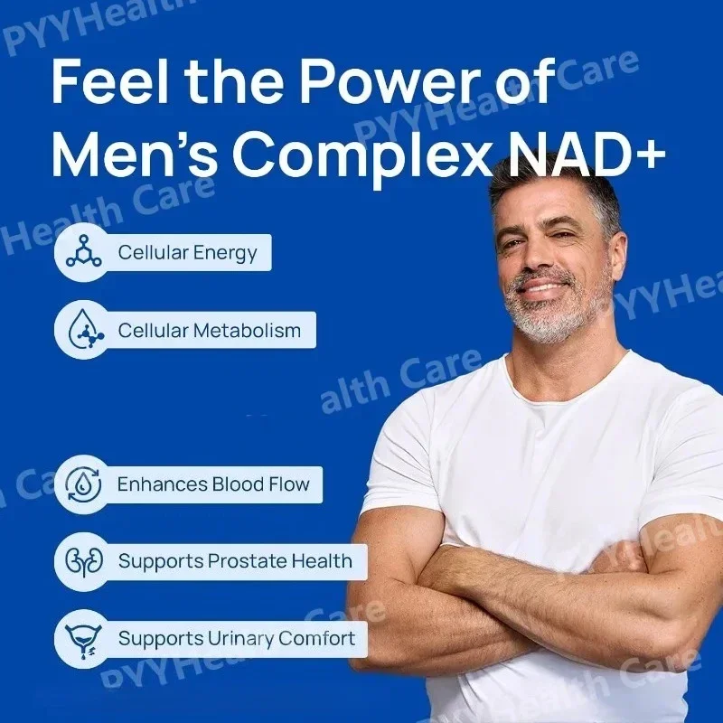NAD+ Capsule for Men with Resveratrol CoQ10 & Zinc Nutrition Supplement Cellular Energy Antioxidant Support 60 Count Per Bottle