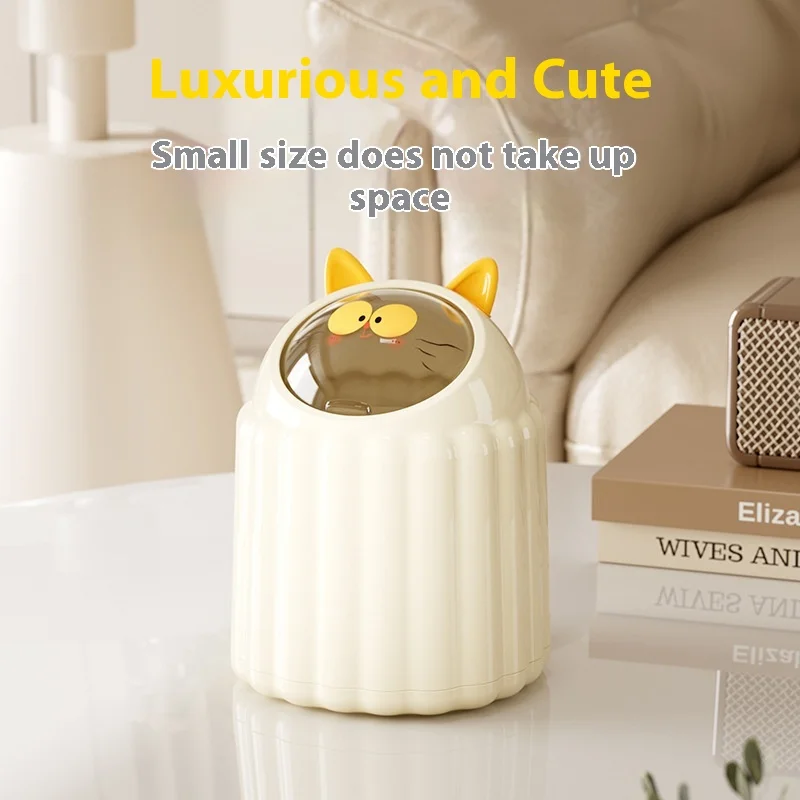 

Mini Desktop Trash Can Home High Aesthetic Value Covered Paper Basket Living Room Office Luxury Plastic Thick Storage Bucket