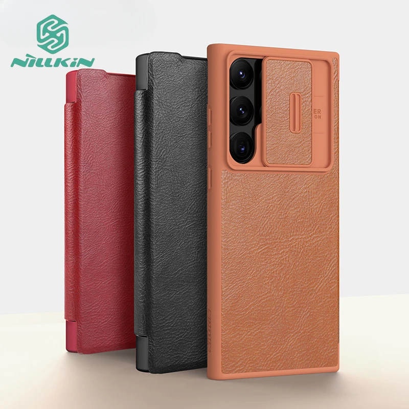 

For Samsung Galaxy S23 Ultra 5G Case Nillkin Qin Pro Luxury Vintage PU Leather Flip Cover with Card Slot For Galaxy S23 Plus