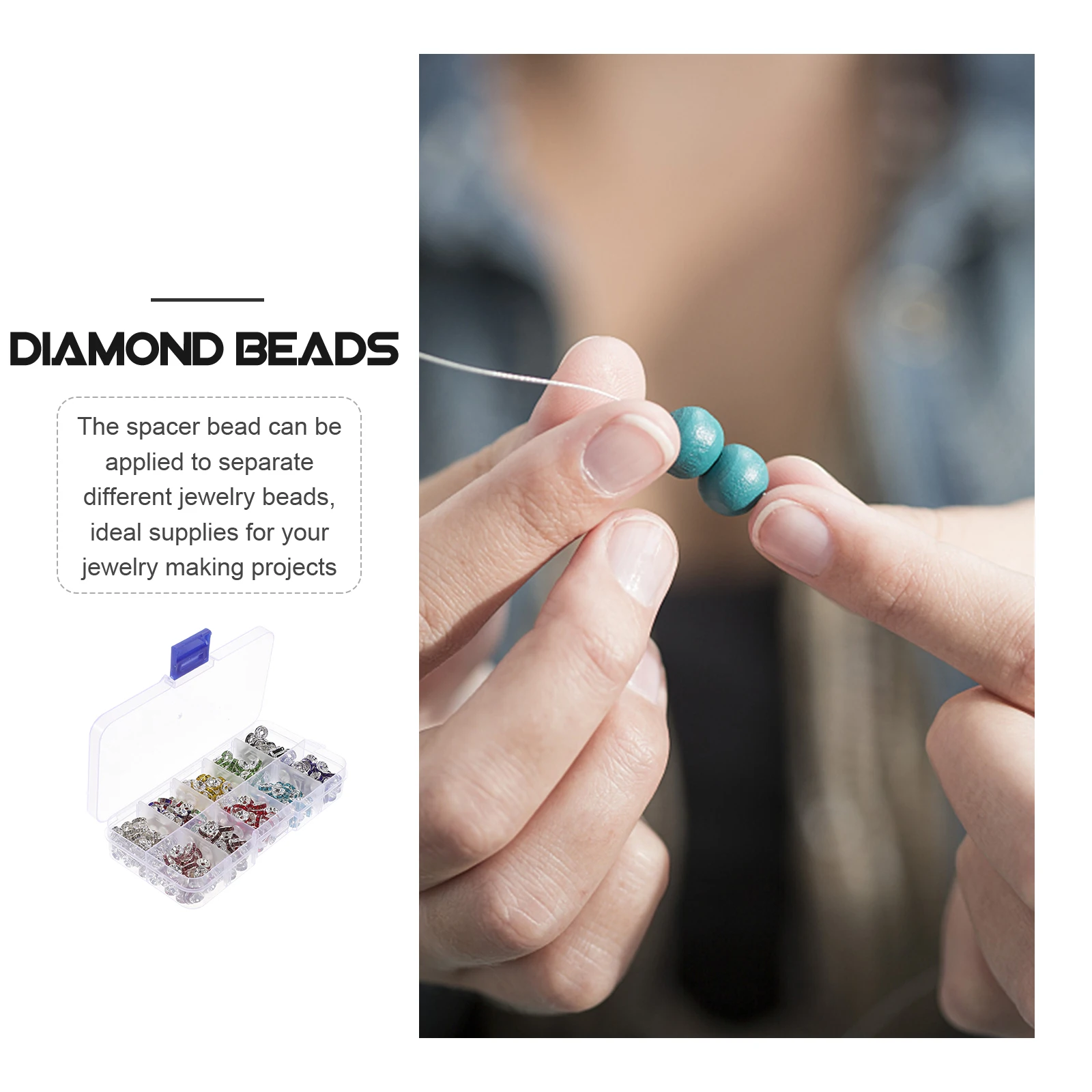 

Drill Bracelet Bead Spacers for Bracelets Metal Beads Jewellery Making Rhinestone Loose Charm Jewelry Round Supplies