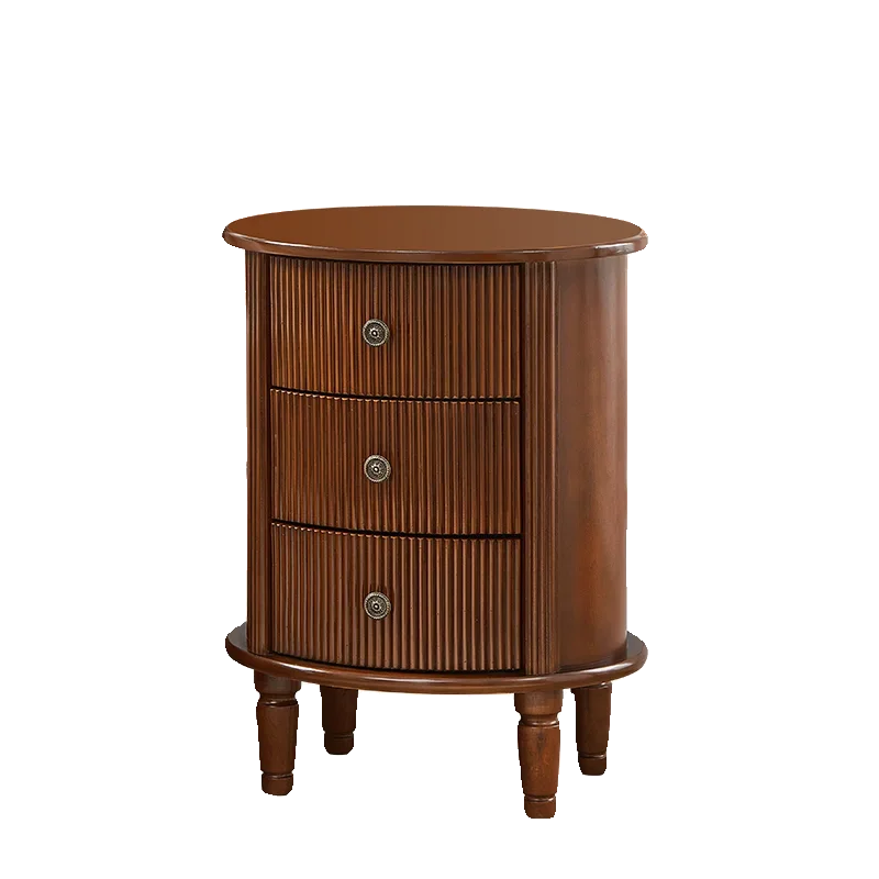 #American bedroom three-bucket cabinet, living room against the wall, locker, round bedside table, solid wood corner cabinet, a