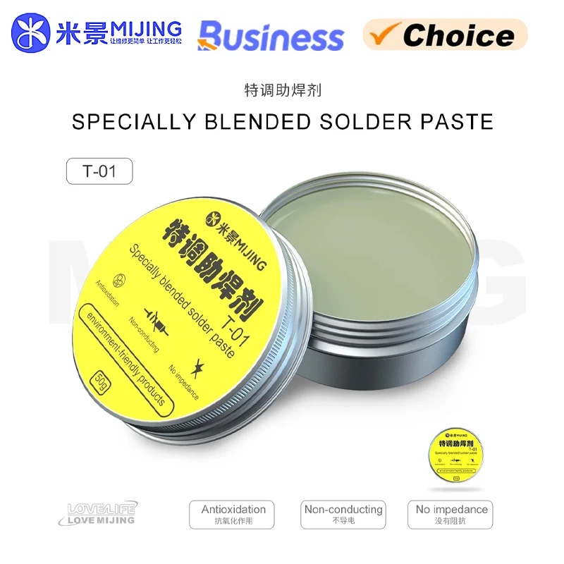 Mijing T-01 Specoally Blended Solder Paste Environment Products for Electronic Component Soldering SMD CNC IC Welding Equipment