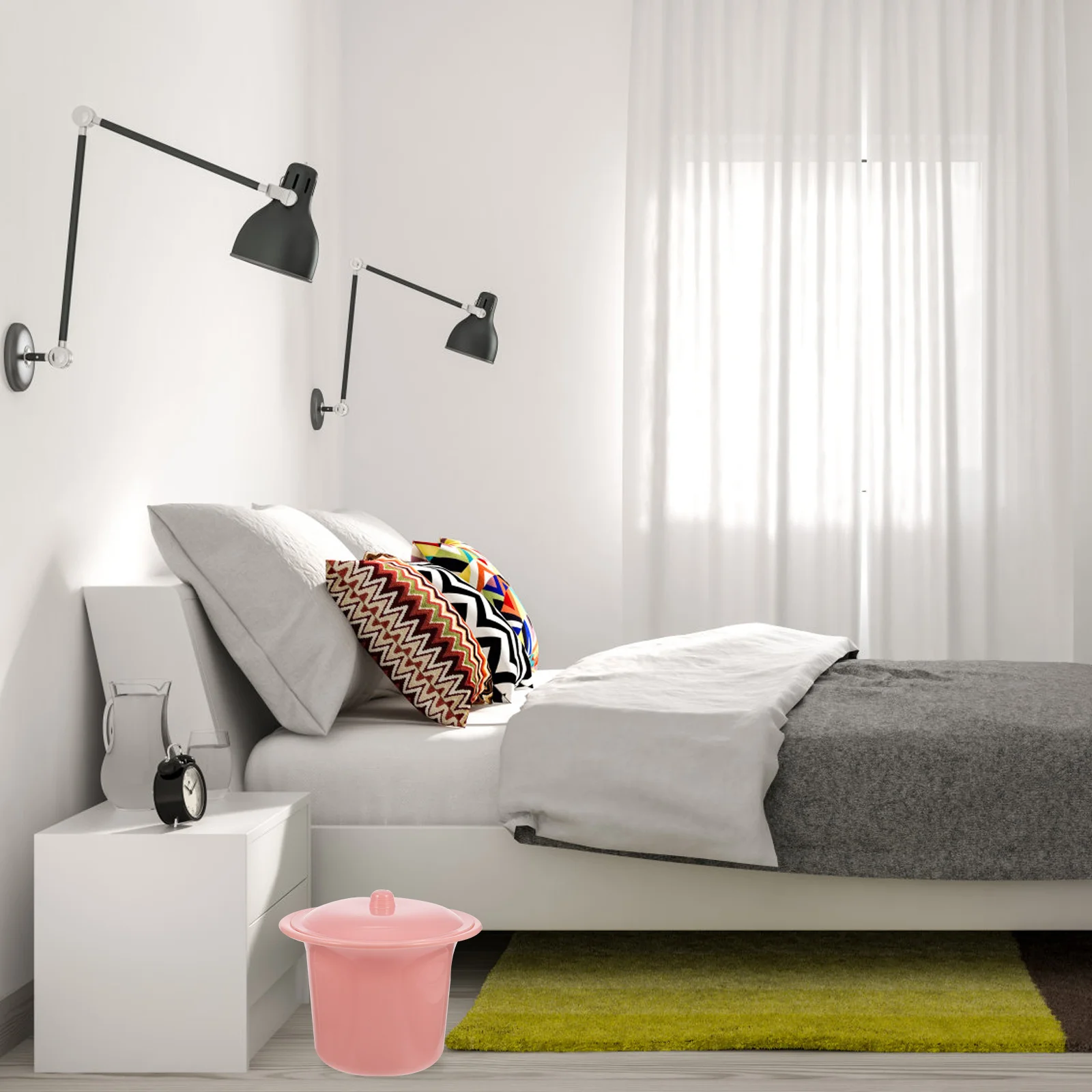 

Household Spittoon with Lid Thick Plastic Urinal Pot Multi-Function Covered Chamber Pot for Kids Elderly Disabled Home Use