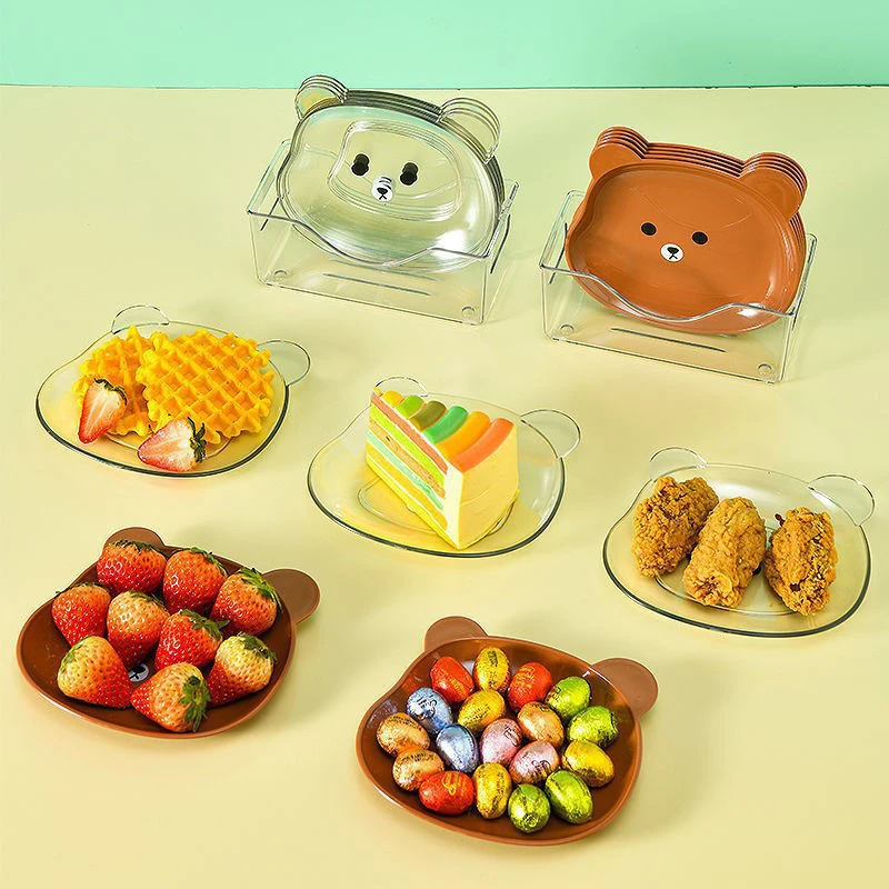 1PC Cute Bear Food Storage Tray Dried Fruit Snack Plate Appetizer Serving Platter For Party Candy Pastry Nuts Dish