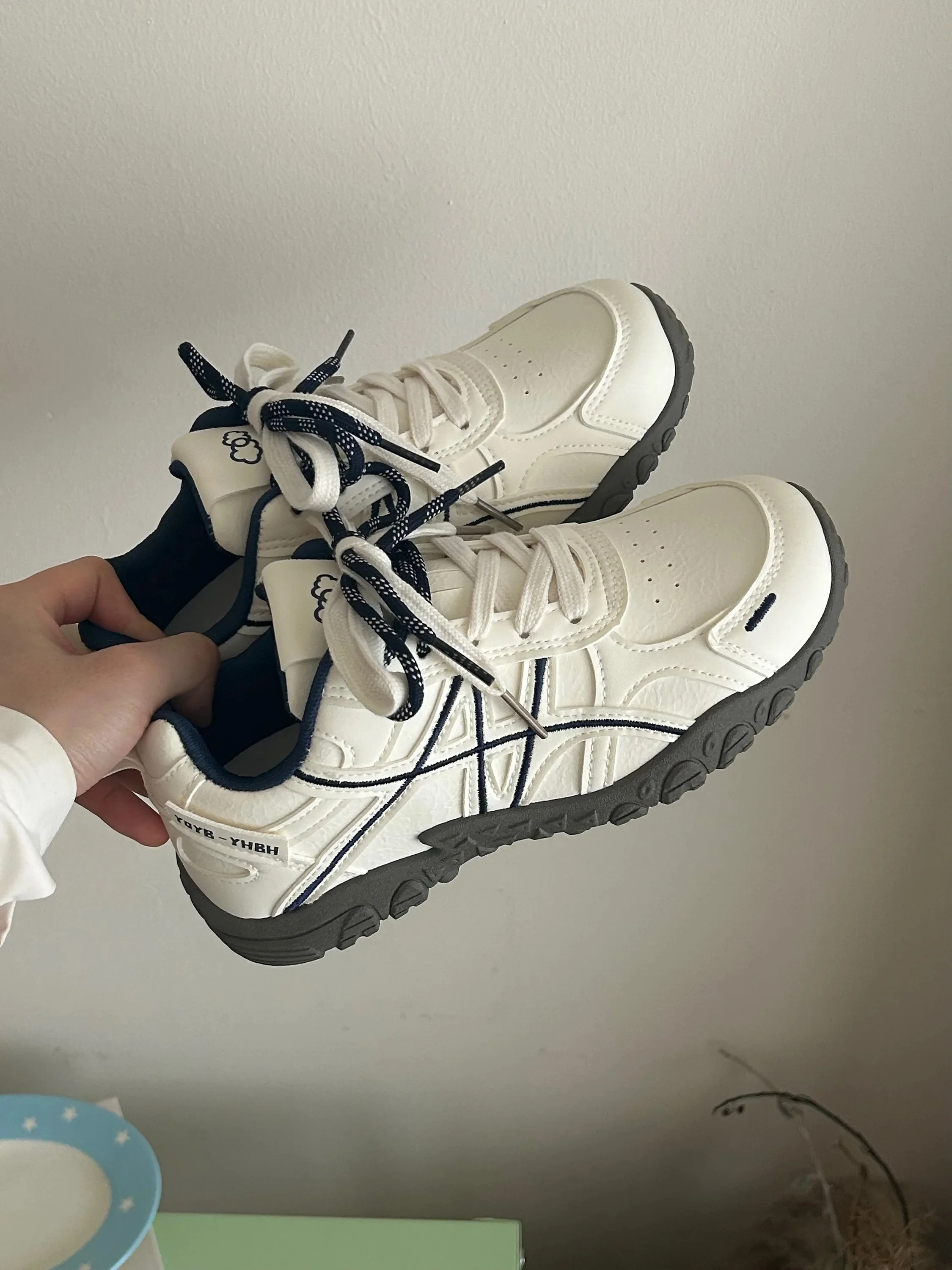 Picture 4: Spring Store Women's 2026 New Autumn Sports Casual Dad Shoes Versatile Thick Bottom White Shoes Leisure Cross Lacing Color Block