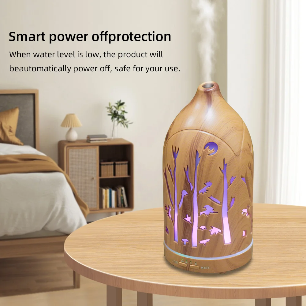 Dyfuzor olejków eterycznych do aromaterapii z 7-kolorowym LED-owym światłem nocnym, ażurowy nawilżacz, ultra cichy do spania i relaksu.