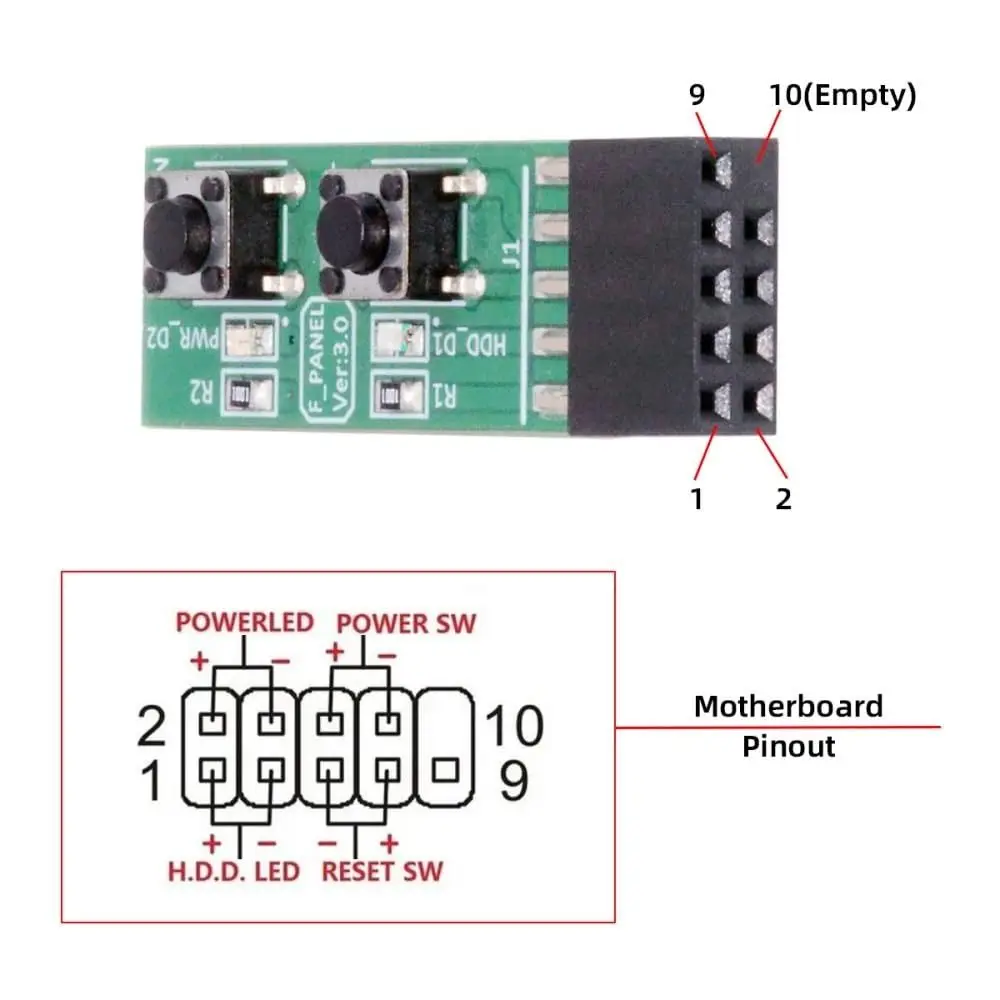 Practical 9Pin Motherboard Tester Universal PC Assembly Reset/Power Switch Adapter DIY Case Switch Desktop Computers