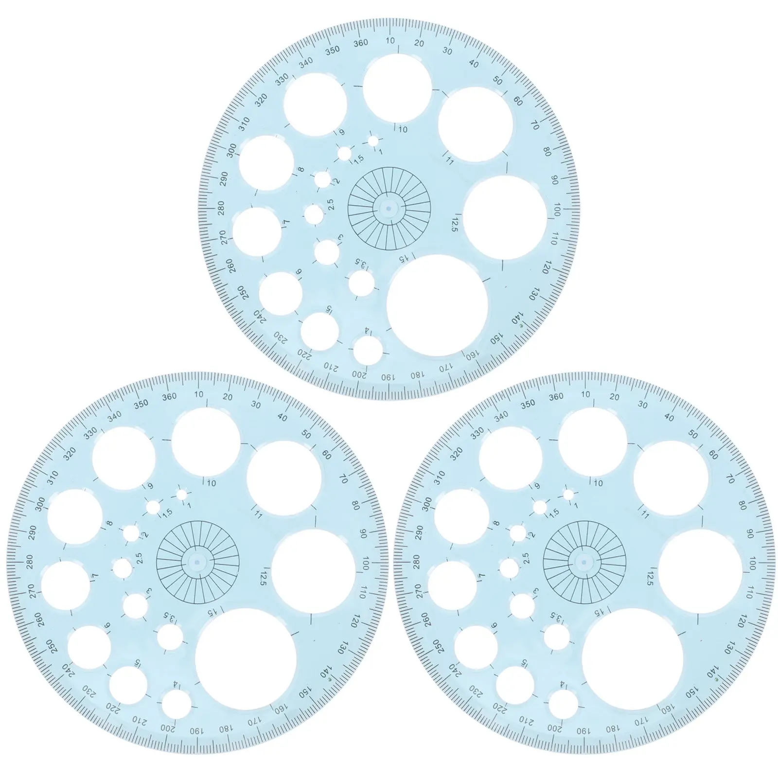 3Pcs 360 Degree Circle Protractor Set Premium Acrylic Measuring Protractor for Drafting Architecture Woodworking School Math