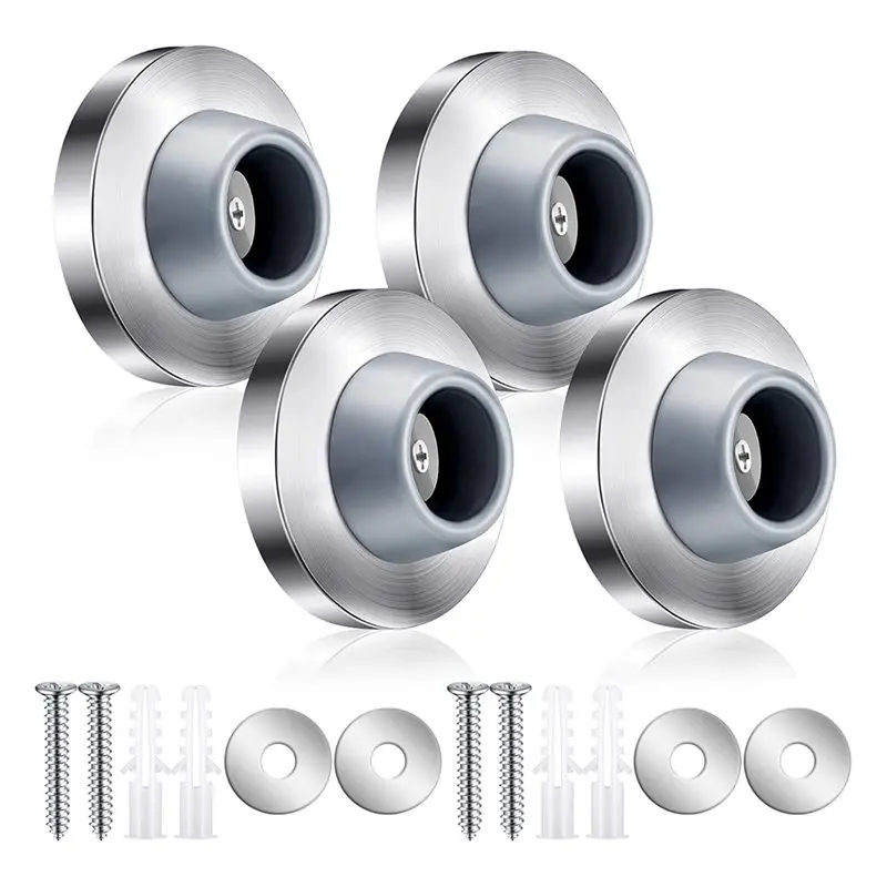 ABWR-오목형 손잡이 커버 회색 고무 도어 스토퍼 벽 보호대 스테인리스 스틸 플러시 범퍼 도어 범퍼