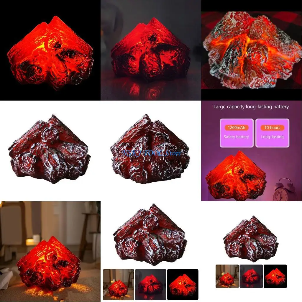 

L8RC Rechargeable LED Simulation Charcoal Flame Lamp Flameless Home Decoration Fireplaces LED Lamps for Indoor And Outdoor