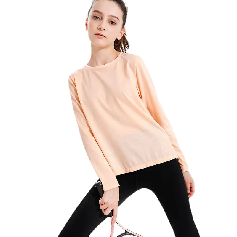 Breathable Nylon Kids & Adult Yoga Shirts Parent-Child Loose-Fit Long Sleeve Top for Yoga Running Sports Quick-Dry Activewear