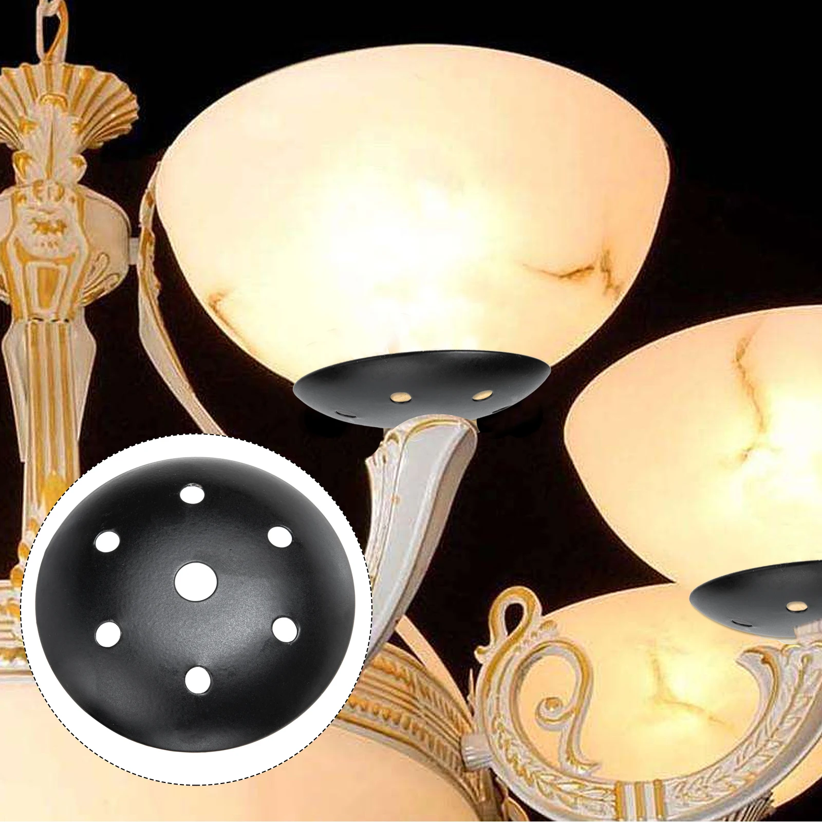 

4pcs Chandelier Flying Saucer Light Chassis Base 8cm Black Ceiling Cover Plate Caps for Pendant Lamp Stand UFO Table Light