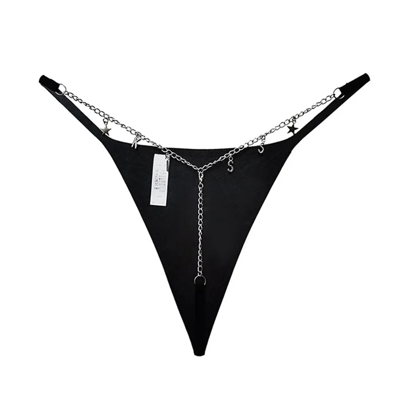 Hot Sexy Women Panties Lace Metal Chain G String Girls Briefs Mesh Hollow Out Thong Erotic Underwear Low Waist Female Intimates