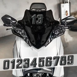 1PC 0123456789 Black Number Motorcycle Sticker for Front Fairing Waterproof Number 0 To 9 Fashion Motorbike Helmet Vinyl Decals