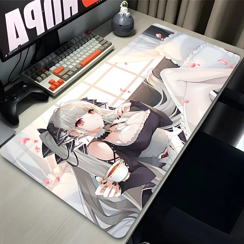 Alfombrilla de ratón Azur Lane, alfombrilla de escritorio formidable de Anime para niñas, alfombrilla de ratón grande para ordenador portátil, accesorios para juegos XL XXL, alfombrilla de teclado de goma Kawaii