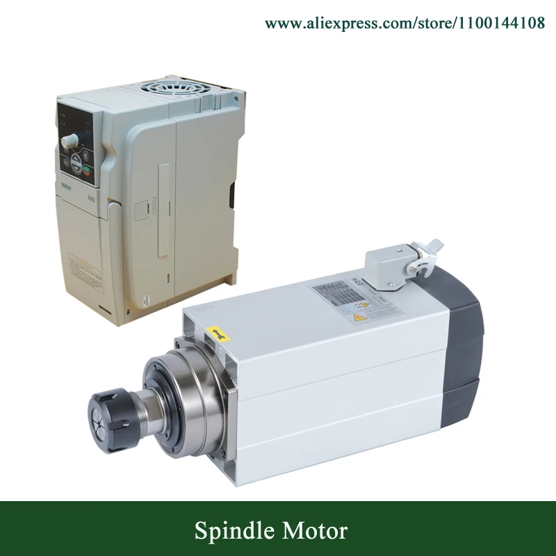 HQD Air Cooled 4.5kw GDF60-18Z/4.5 18000RPM Sqaure Shape Spindle Motor 4pcs Ceramic Bearing + 5.5kw 1000HZ Frequency Inverter