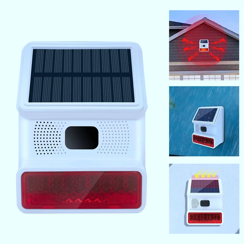 

【Shopper’S Favorite】433MHZ Wireless Solar Siren Sound Light Alarm Outdoor Horn With Remote For PGST GSM Home Security System