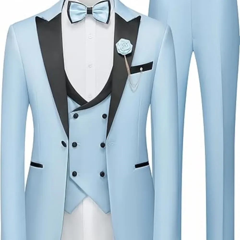 Setelan Jas Formal Pria Warna Solid dengan Kerah Besar, Jaket Slim Fit Berkualitas Tinggi untuk Kostum Panggung Pernikahan