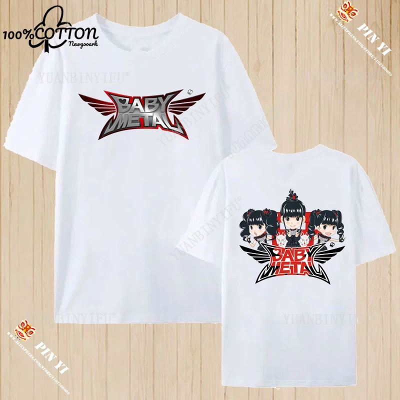 클래식 패션 일본 헤비 메탈 아이돌 밴드 BABYMETAL 헤비 메탈 프린트 여성 코튼 티셔츠 Y2K 통기성 캐주얼