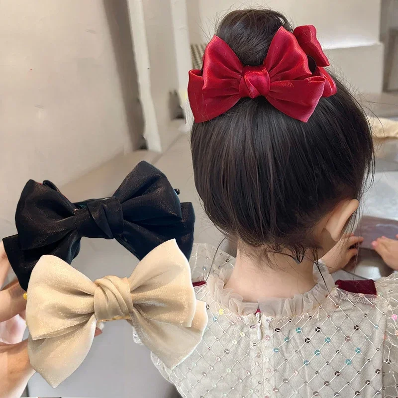 

Elegant Double-Sided Mesh Bow Clip Ball Hair Clip New Bow Hair Clip Female Back Of The Head Ponytail Clip Headdress