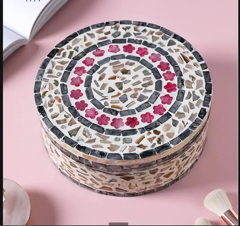 

Круглая шкатулка для драгоценностей с крышкой, деревянные коробки для хранения ювелирных изделий, органайзер для хранения ювелирных изделий, настольная органайзер, коробка для закусок, сухофруктов