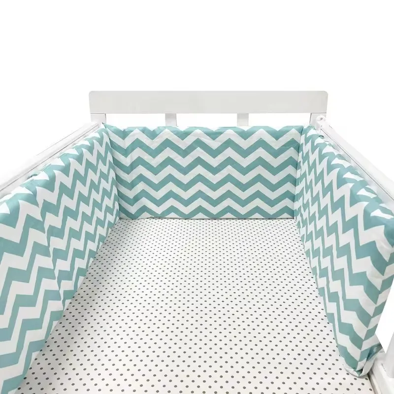 Nordic Sterren Babybed Dikker Bumpers Rits Ontwerp Een stuk Wieg Rond Kussen Cot Protector Kussens 200*30 CM