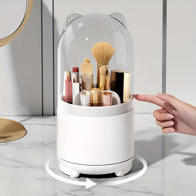 1pc ° Rotating Makeup  Box, Detachable  Box, Transparent Dust-proof Pen Holder, Eyeshadow Brush Holder, Lipstick  Box, Desktop