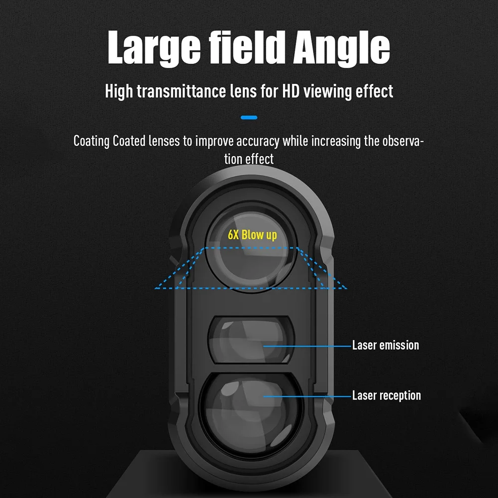goodDT Multifunctional Golf Laser Rangefinder 600m Rechargeable Laser Distance Meter with Flagpole Lock and Slope Compensation