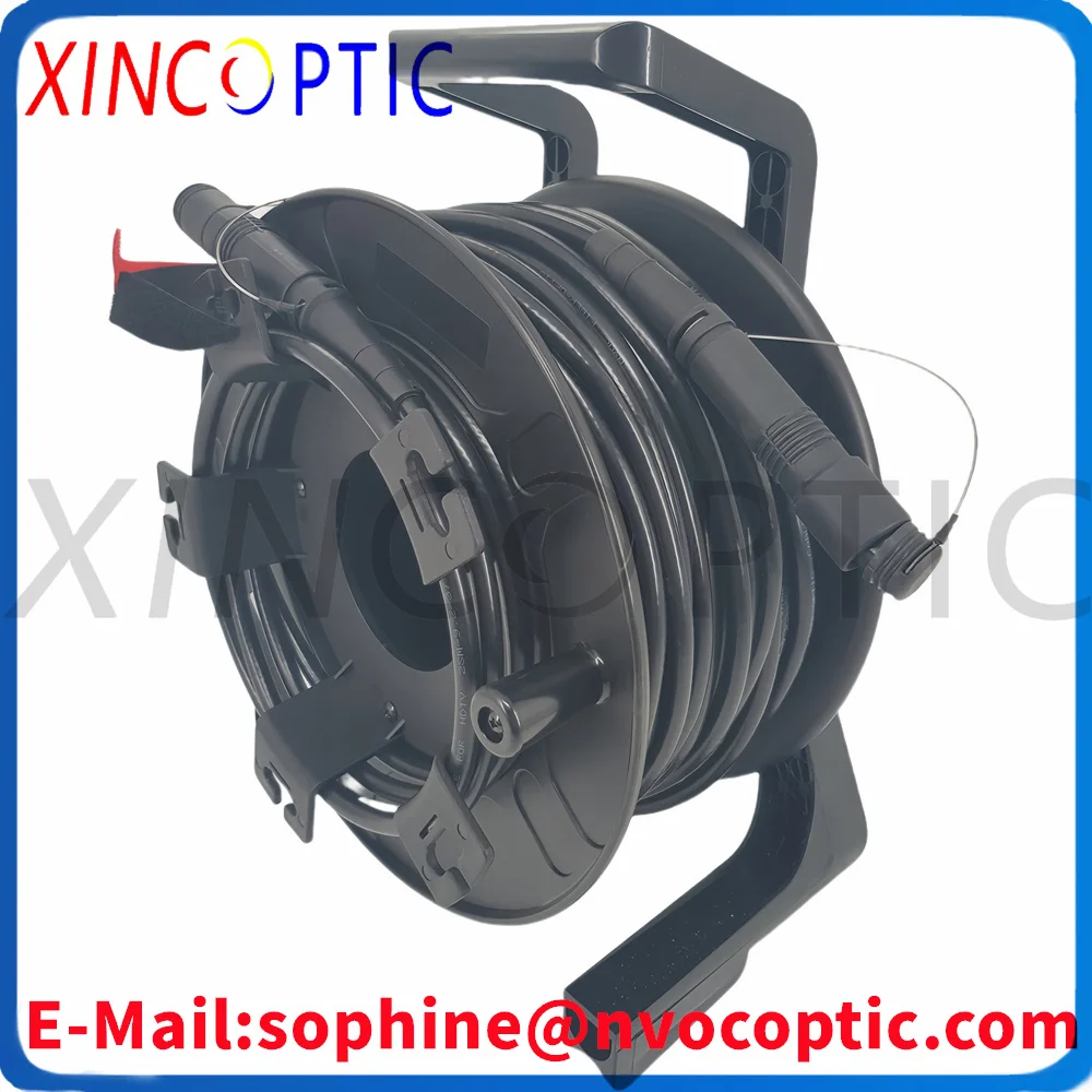 3K/93C SMPTE 100M سلك هجين كهربائي HD كابل كاميرا موصل كهربائي FUW-PUW-75M موصل الألياف البصرية بدون بكرةPCD380