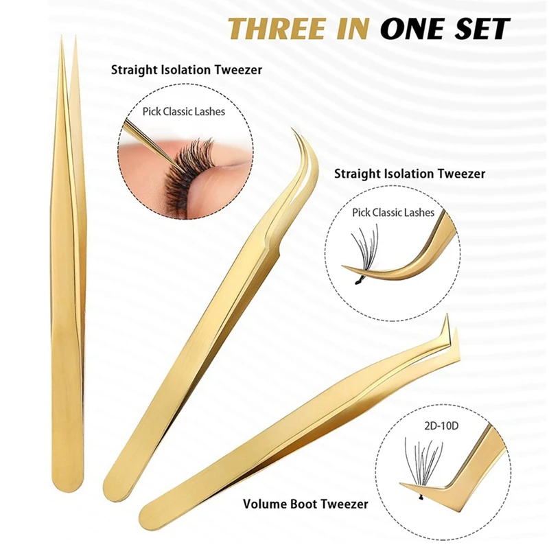 Superior Lash Extension Tweezers Set - 5 High Precision Stainless Steel Tools For Professional Use