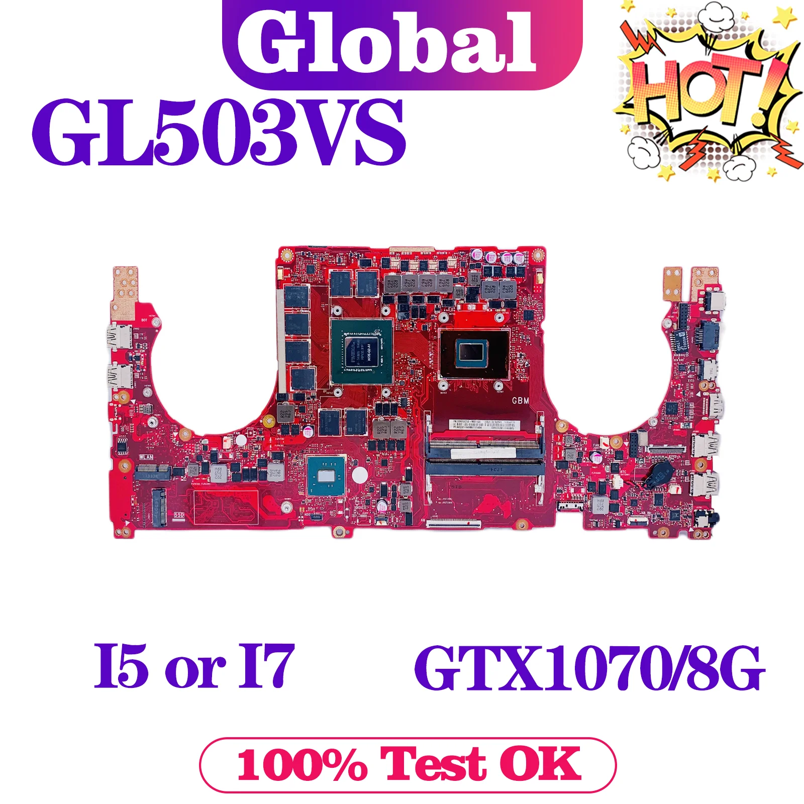 

KEFU S5AS Mainboard For ASUS ROG STRIX GL503VS Laptop Motherboard I5-7300HQ I7-7700HQ GTX1070/8G DDR4 MAIN BOARD TEST OK