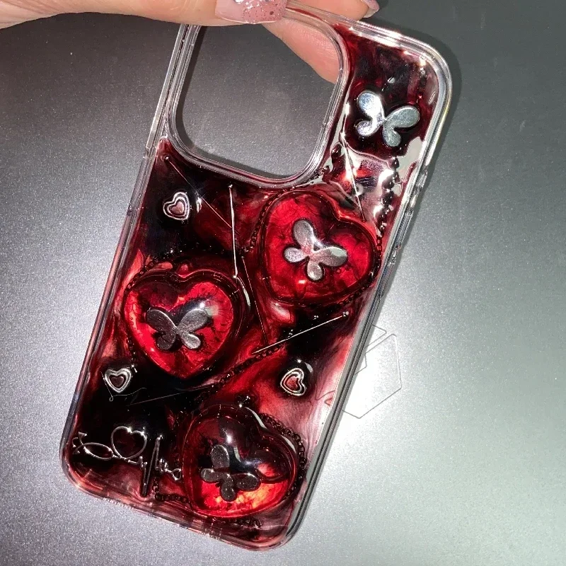 4085 Original 3D hecho a mano funda para teléfono móvil amor mariposa arte gótico oscuro Horror estilo Punk personalizado regalo de Navidad y Halloween