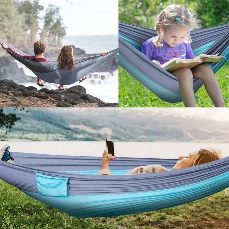 Portable Camping Hammocks for Outdoor Travel, High Strength Parachute Hanging Bed Tent, Backyard Hiking