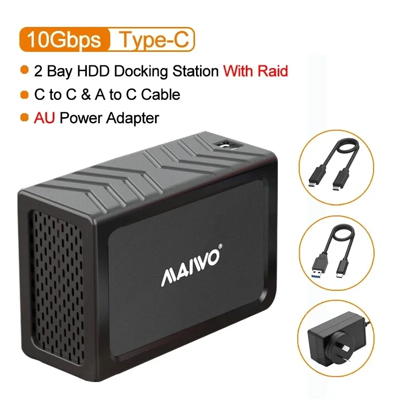 MAIWO 3.5 inch SATA RAID Storage Enclosure Dual Bay Hard Drive