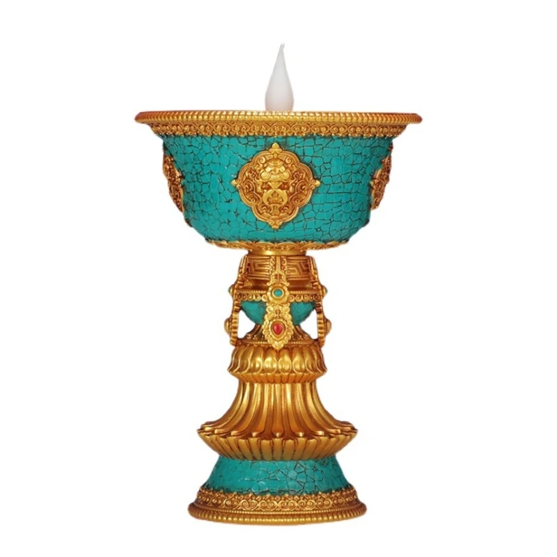 Tibetan Electronic Butter Lamp Rechargeable Holder Buddhist Candlestick Dropship